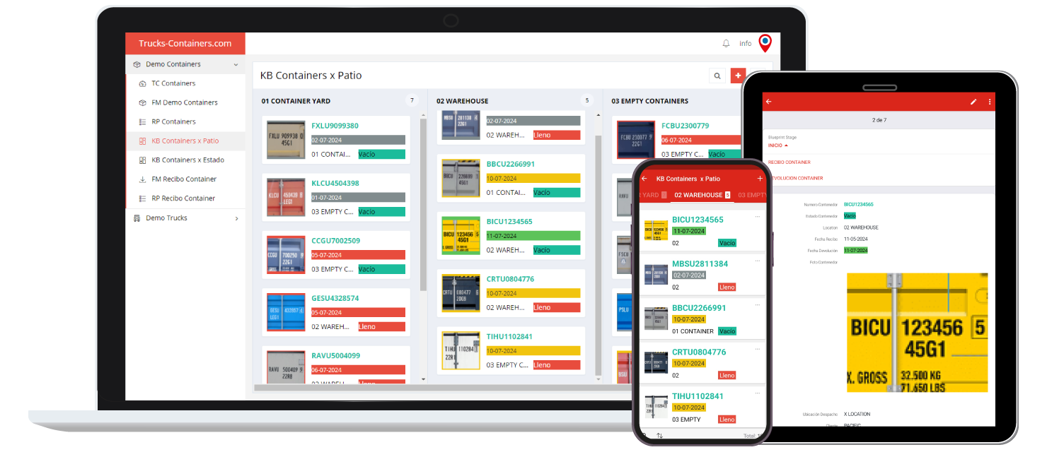 Trucks & Containers responsive app